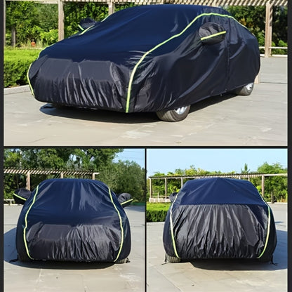 Outdoor Car Cover Waterproof Heavy Duty - Thickened High-Grade Polyester Sun Rain Snow UV Protection, Black All-Weather Cover for Sedan SUV, Sizes L XL XXL YL YXL YXXL