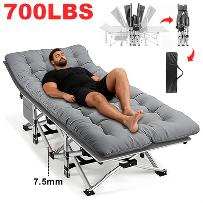 Heavy Duty Folding Bed 500 600 700 LBS Capacity Extra Large Portable Camping Cot Guest Bed with Optional Mattress Sturdy Steel Frame Flip-Up Foldable Patio Sofa Bed