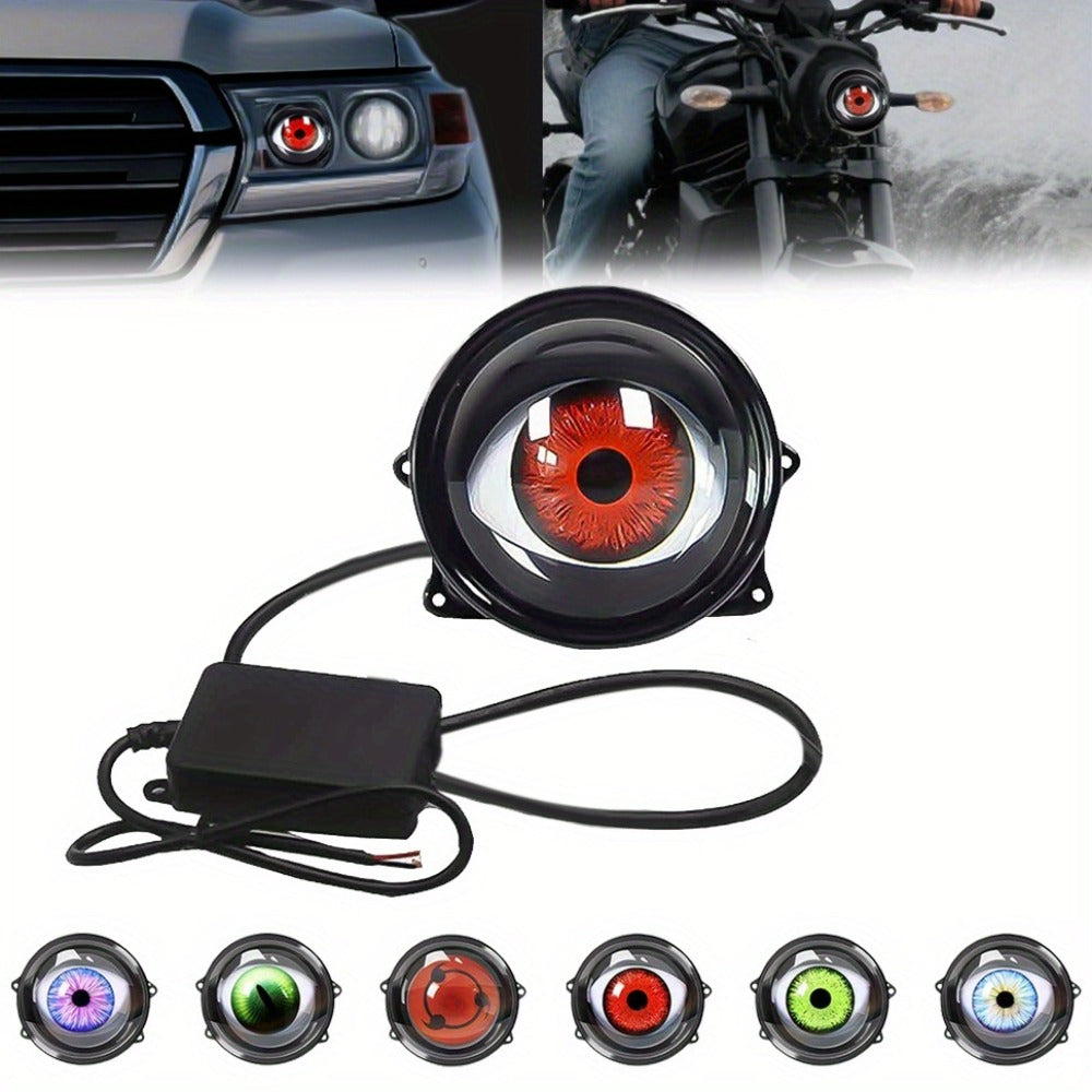 LED Demon Eye Lights 6-Mode Adjustable Dynamic Devil Eyes with Lens 12V Off-Road Atmosphere Lighting Kit Car Mod Automotive Decoration Headlight Projector Accent Light