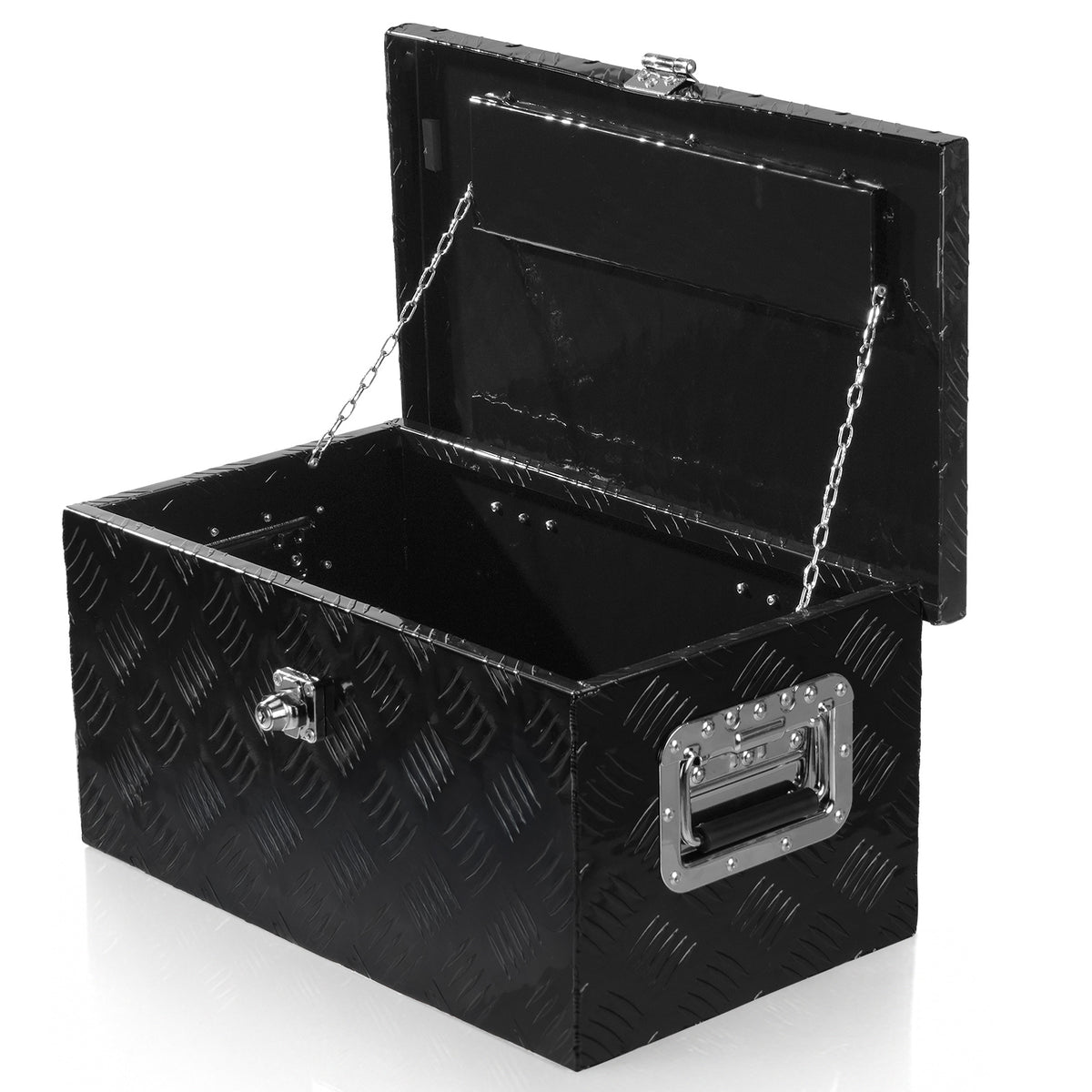 20 Inch Aluminum Alloy Truck Tool Box - Lockable Underbody Storage Organizer for Pickup Trucks, Trailers & Flatbeds, Black