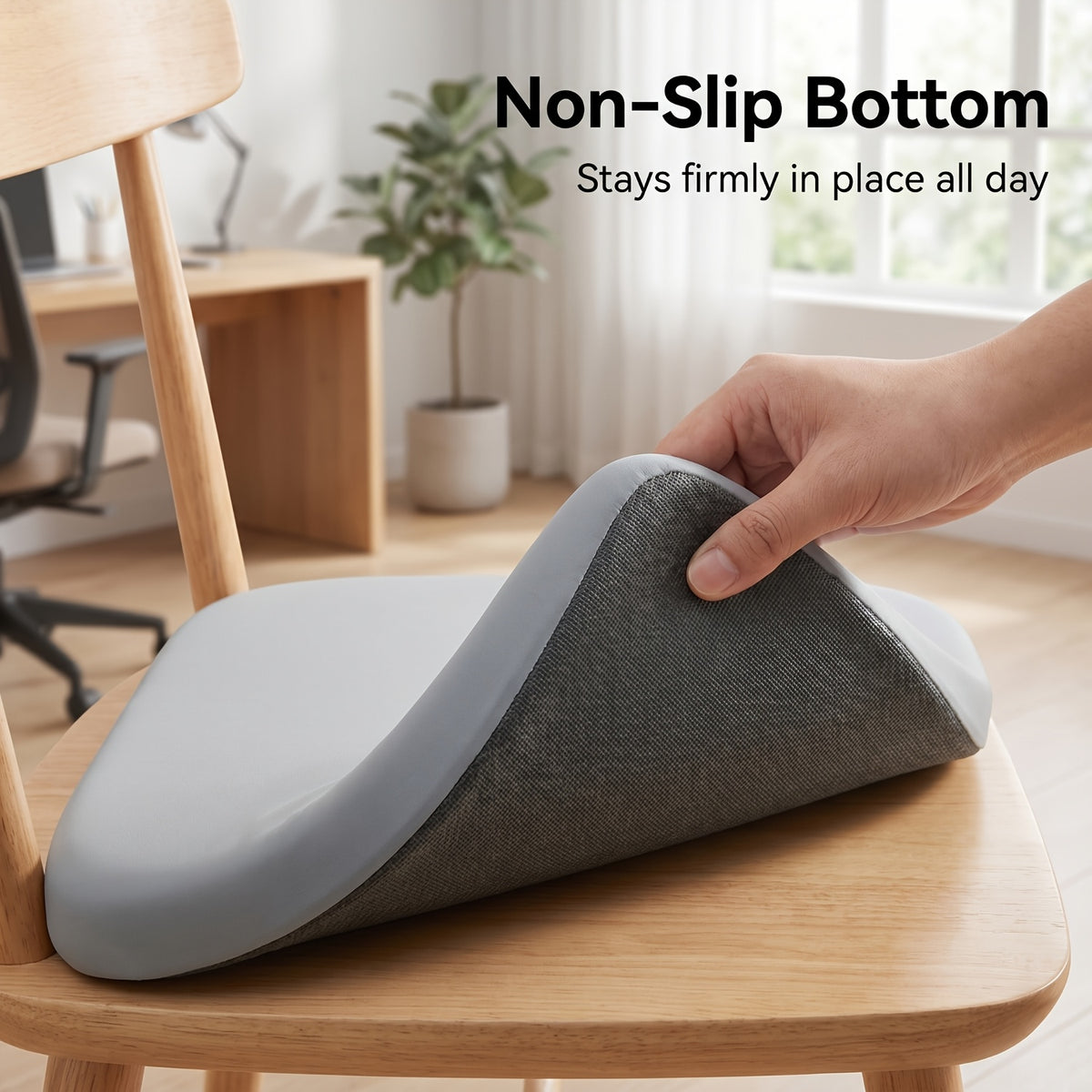 Comfort Seat Pad - 1.5-Inch Resilient Memory Foam Core with Detachable Fabric Cover, Textured Bottom Grip for Office/ School/ Truck Seats, Evenly Distributes Weight for Better Posture