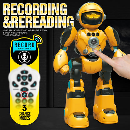 Gesture Control RC Robot Toy for Kids – Voice Recording, Programming, EMO LED Infrared Intelligent Interactive Robot, STEM Gift for Boys Girls Ages 6 7 8 9 10, Birthday Christmas (Green/Blue/Yellow)