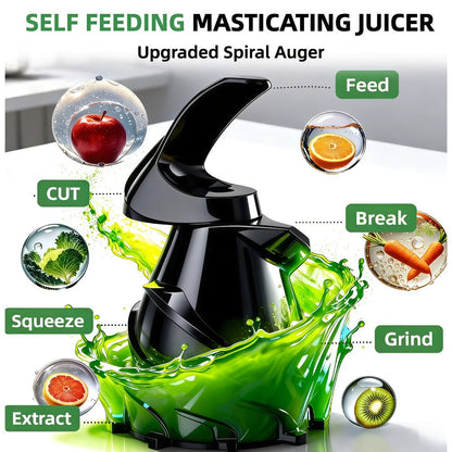 Masticating Juicer Cold Press - 4.25" Wide Feed Chute Auto-Feed Slow Juicer for Whole Fruits & Vegetables, 98% Juice Extraction, Quiet Motor, Easy to Clean, Compact for 1-2 People, Multiple Colors