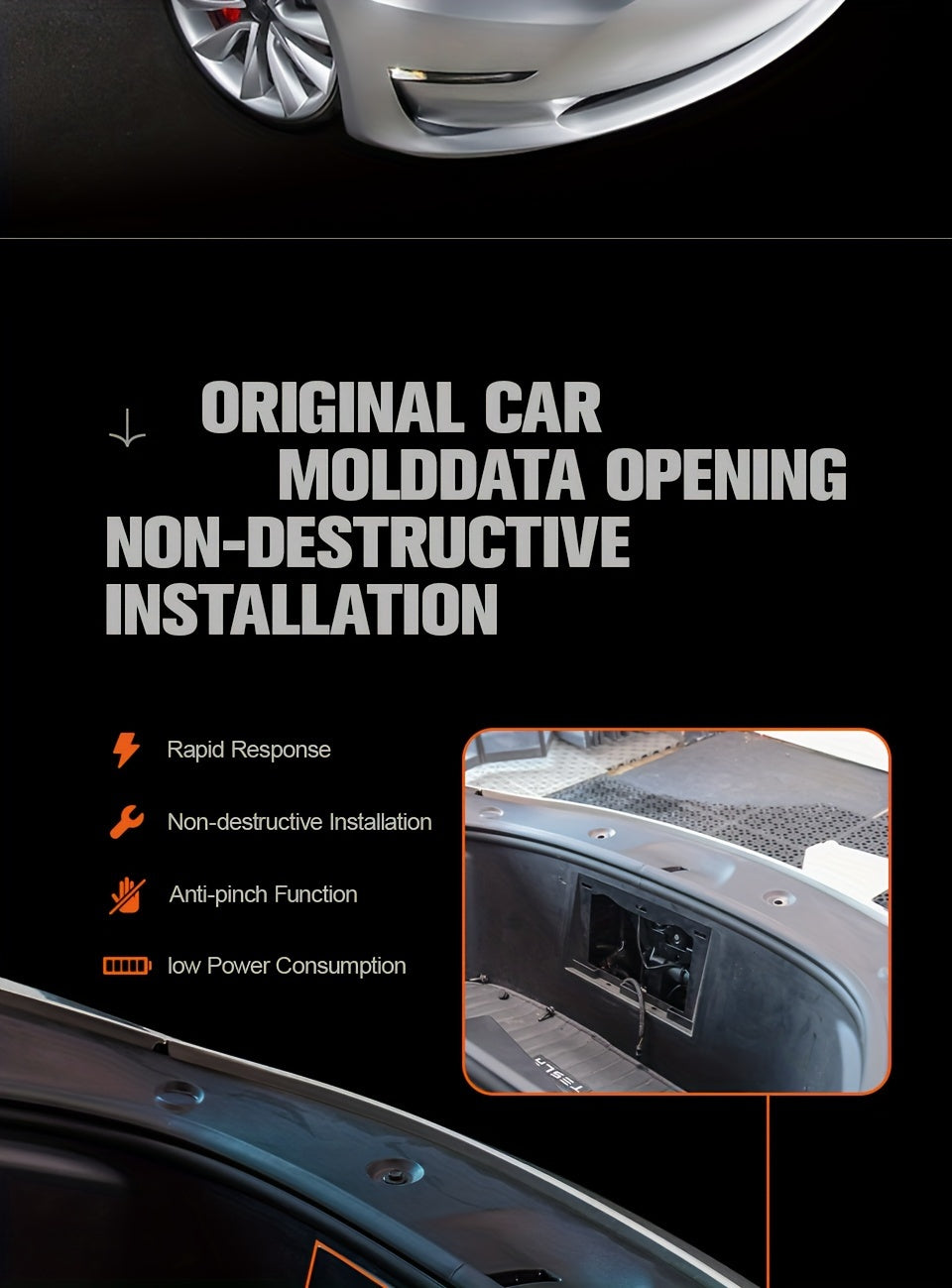 Frunk Electric Suction Soft Closing for Tesla for Model Y Model 3 Model S Model X 2021-2024 Front Trunk Cover Automatic Lock Closer, Power Front Hood Cargo Lid Auto Close Locker Motor for Model Y Model 3 Model S Model X for Tesla Accessories