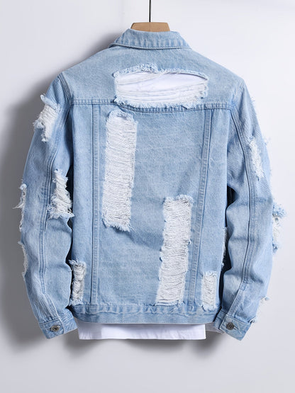 Men's Relaxed Denim Single-Breasted Jacket Everyday 125