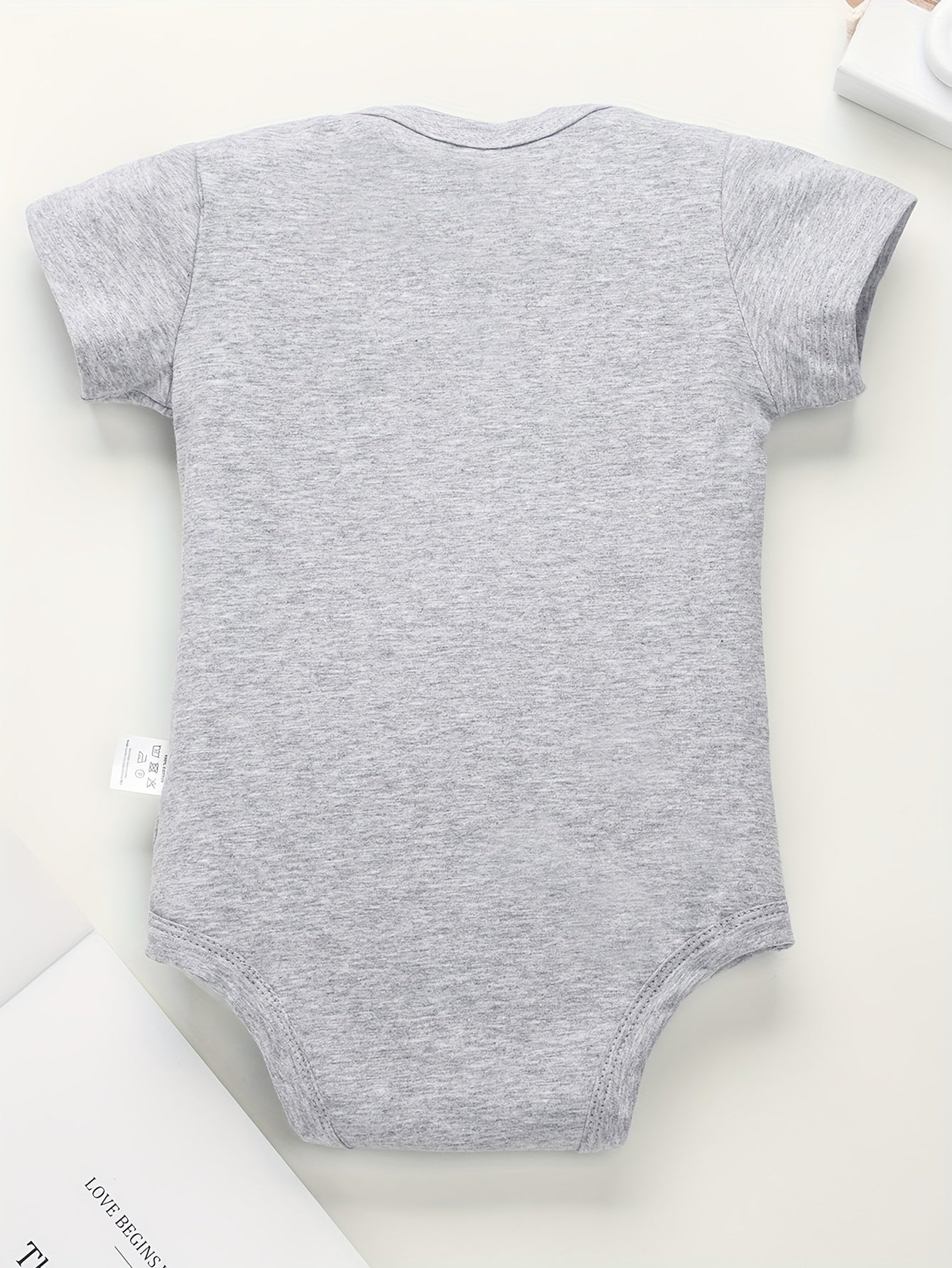 Baby Letter Print Cotton Bodysuit - Soft Crew Neck Onesie
