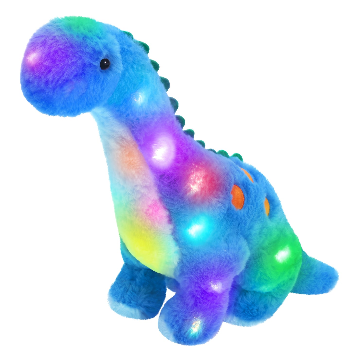 Dinosaur Stuffed Animal Plush Glowing Blue Dino with Music LED Light Up Soft Toy Glow in the Dark Birthday Gift for Kids Boys Girls Dinosaur Lovers
