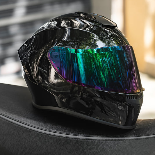 DOT- Motorcycle Full Face for Adults with Removable Washable Liners & Color Lens - Compatible for Men & Women, DOT, Replacement Lens System (No Included)