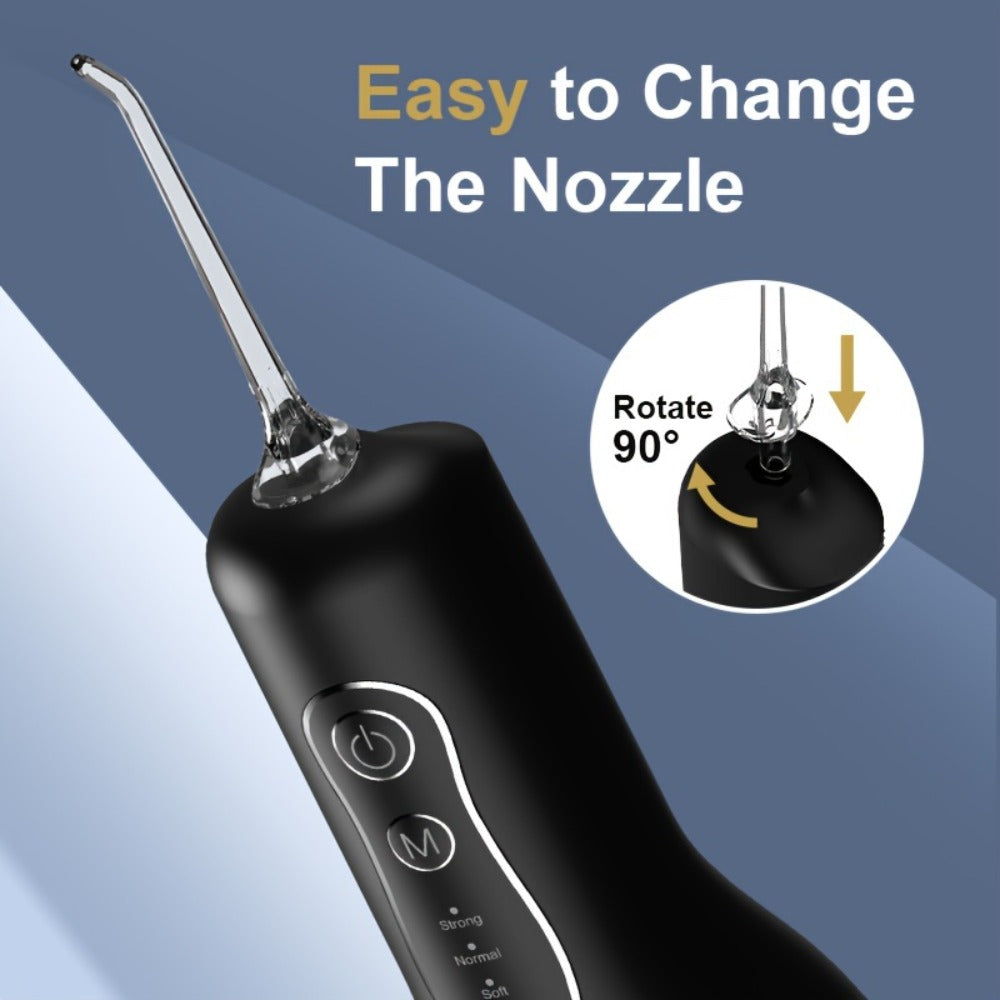 Water Flosser Cordless Oral Irrigator 4 Modes 4 Nozzles Rechargeable IPX7 Waterproof Portable Deep Cleaning Gum Care Dental Hygiene for Braces Travel Home Gift Black