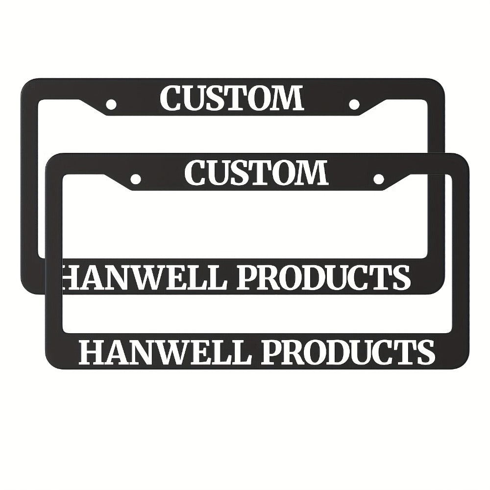 Custom License Plate Frame – 6 Font Styles, Heavy-Duty Weather-Resistant Car Tag Holder, Personalized Front & Rear License Plate Border Cover