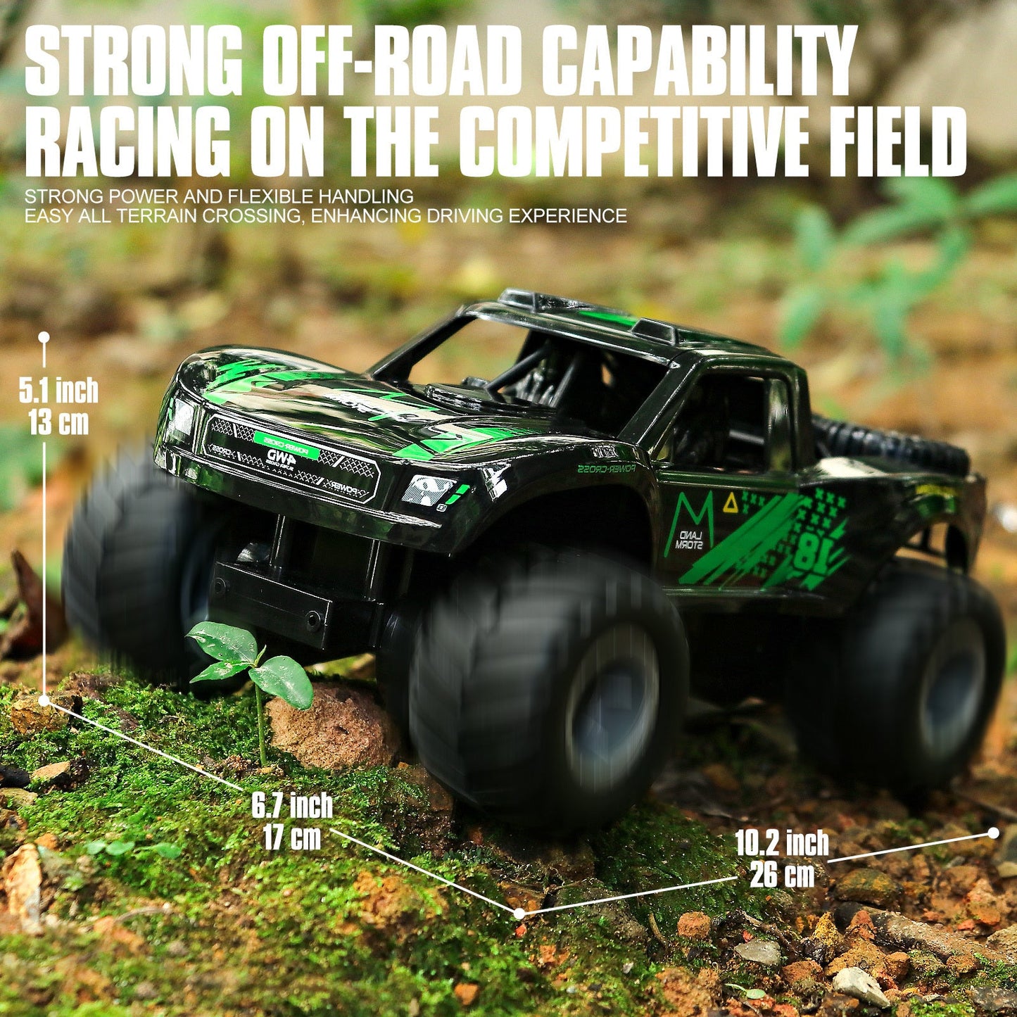 Amphibious RC Car 1:16 Scale 4WD Waterproof Land & Water Remote Control Monster Truck – 2 Rechargeable Batteries, All-Terrain RC Truck for Boys Kids Ages 4+, Birthday Christmas Gift