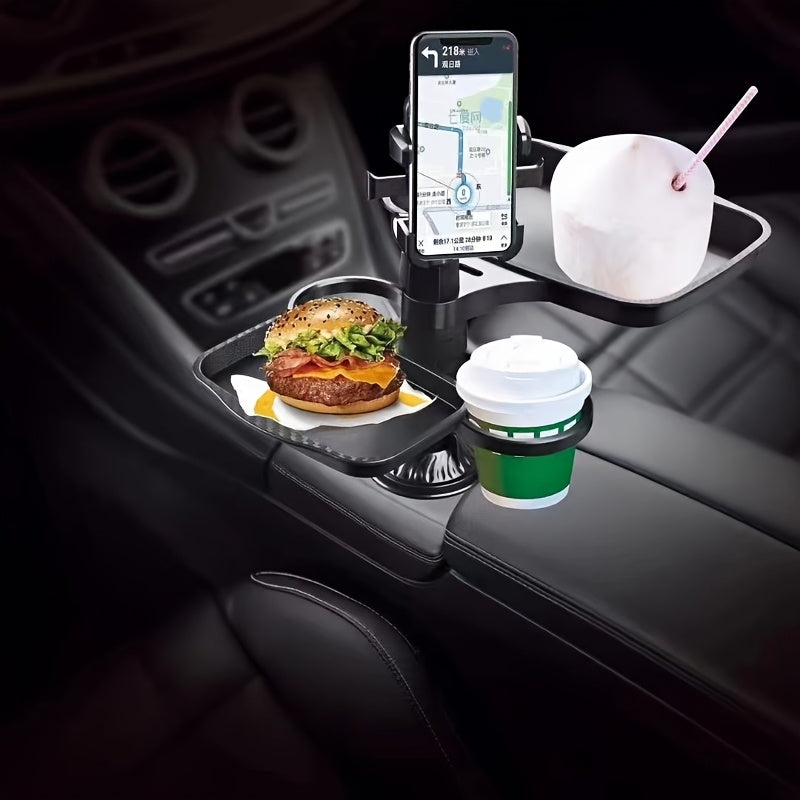 [3-In-1 Car Cup Holder] 3-In-1 Detachable Car Cup Holder - Spacious Expandable Food Table with Sturdy Base - Essential Accessory for Long Trips