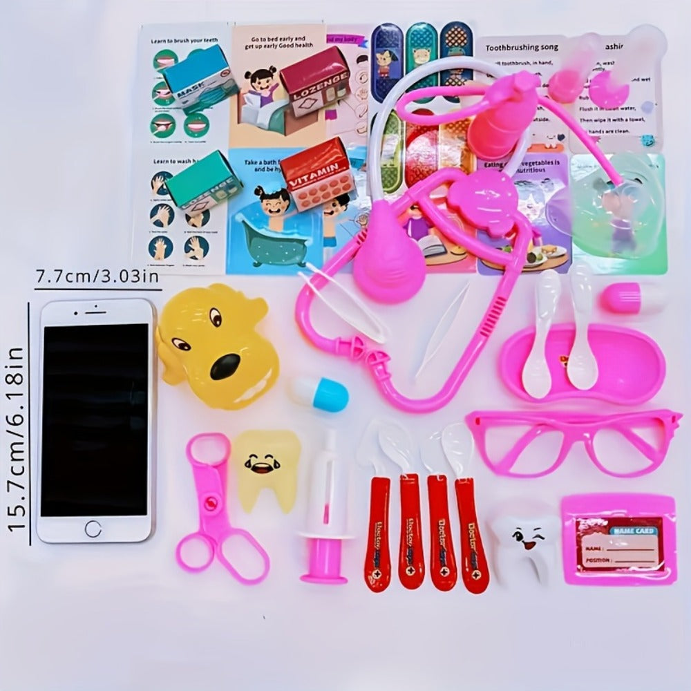 Pink Doctor Pretend Play Toy Set 40pcs for Girls – Simulation Nurse Kit with Stethoscope Injection Dental Tools – Halloween Christmas Birthday Gift for Kids Ages 3+