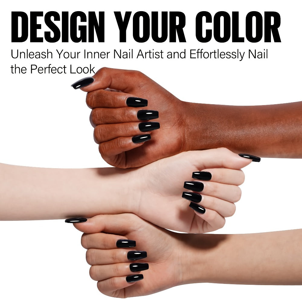 Deep Black Gel Nail Polish 16ml Soak Off LED UV - Semi-Permanent High-Shine Long Lasting Gel Enamel for Nail Art Stamping French Tips Chrome Base - Bold Solid Black Manicure for Women Salon Home