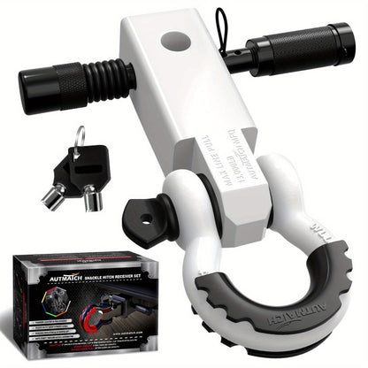 Shackle Hitch Receiver Kit 2 Inch – 45,000 lbs Break Strength, Drop-Forged Steel, Lock Pin & D-Ring, Fits Truck RV ATV Boat, 8 Colors, Towing Recovery Set