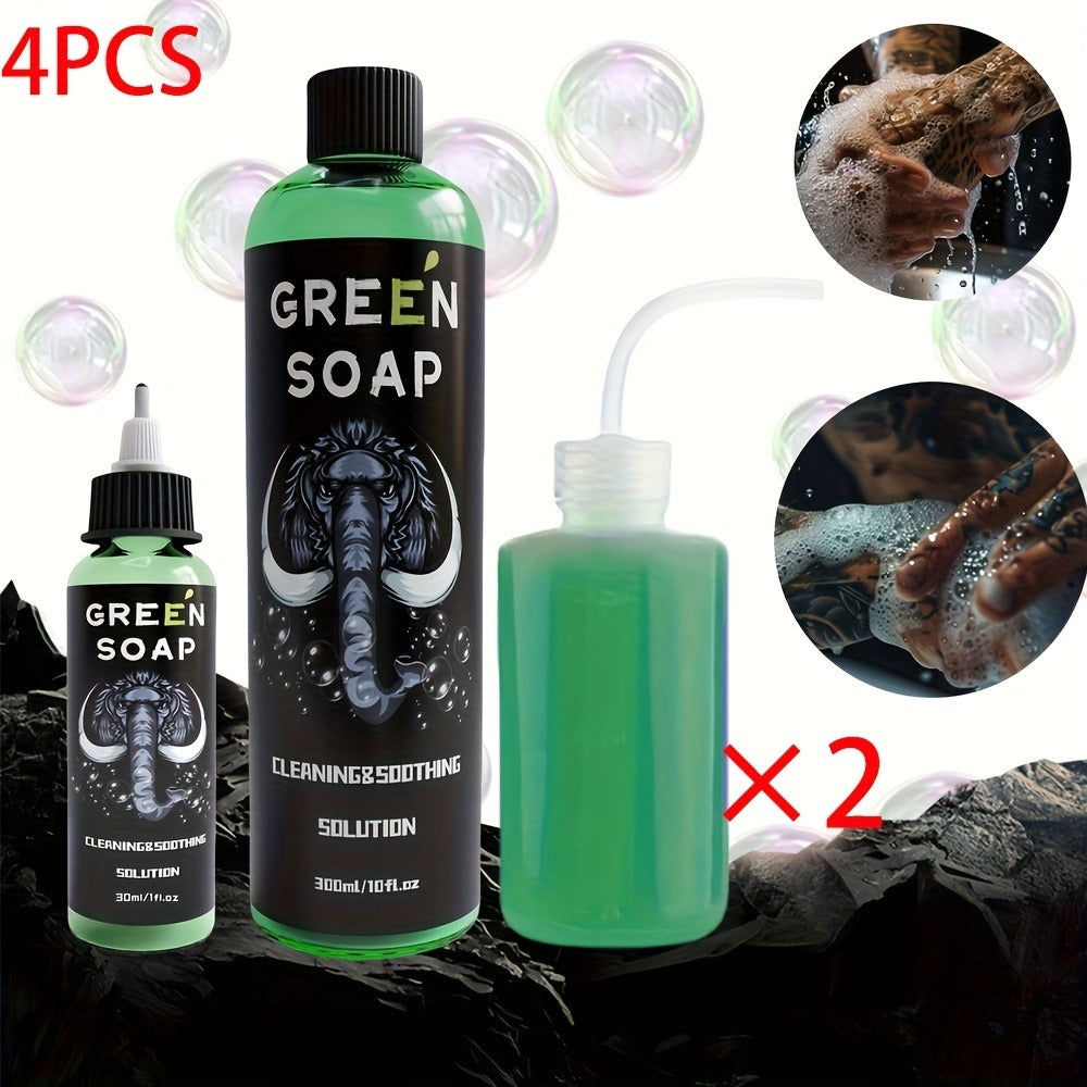 Tattoo Green Soap Kit Cleansing Solution with Squeeze Bottle – Green and Blue Tattoo Soap for Artists, Safe Color Foam Moisturizing Formula, Tattoo Supplies and Accessories Multiple Sizes