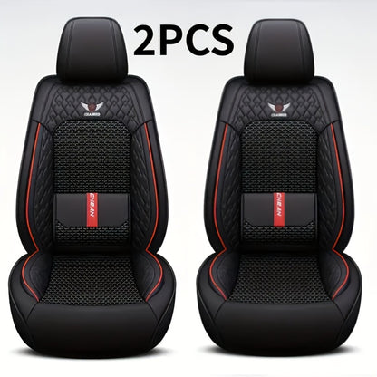 Car Seat Covers Full Set – Faux Leather 5-Seat & 2-Front Options, 3D Diamond Embroidery, Waterproof & Non-Slip for SUVs, Sedans & Trucks