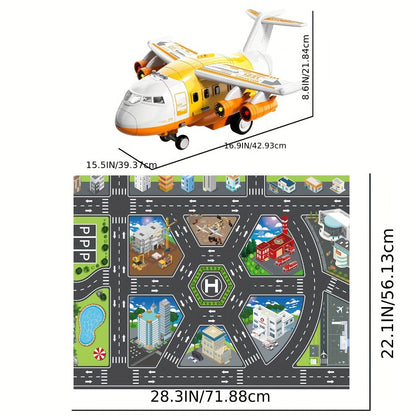 Jumbo Transport Airplane Toy for Kids with 10 Cars & Spray Mist, Cargo Plane Playset Toddler Boy Girl Birthday Gift Ages 3+