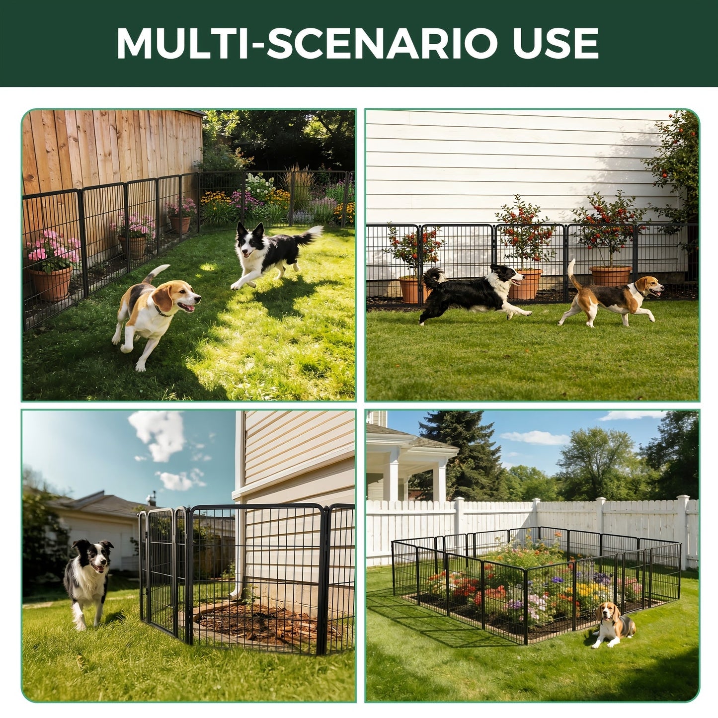 Dog Playpen with Gate – Heavy Duty Metal Pet Exercise Pen for Large Medium Small Dogs, 8/16/24/32/48 Panels, 24/32/40/45/50 Inch Height, Portable Indoor Outdoor Dog Fence for Yard Garden RV Camping