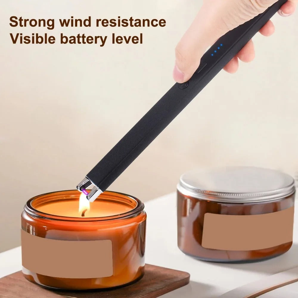 Plasma Arc Lighter USB-C Rechargeable 2pcs – Windproof Flameless Electric Candle Lighter with LED Battery Display & Child Safety Lock, Gift Box Packaging for Camping, BBQ & Holidays (Black & Rose Gold)