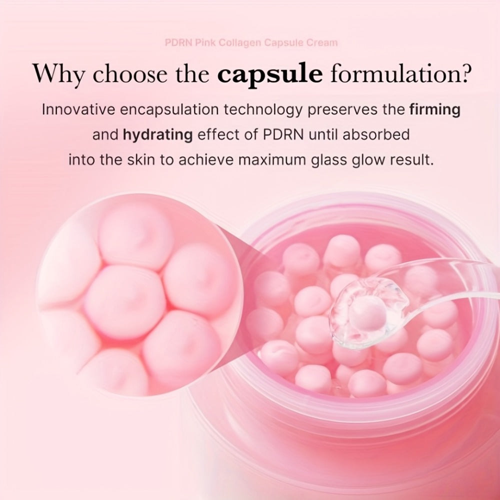 PDRN Collagen Capsule Cream Set 3pcs Vitamin C Niacinamide Advanced Capsule Technology Deep Moisturizing Day Night Face Cream — Brightening Firming Pore Minimizing Skincare Gift for Women