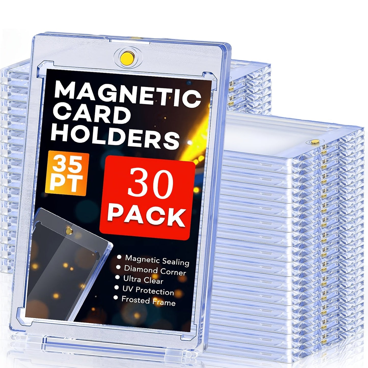 Magnetic Card Holders 35pt One-Touch Hard Case for Trading Cards – Sports Baseball Pokemon TCG Card Protector Sleeves Bulk Pack 5 30 60pcs Collector Gift