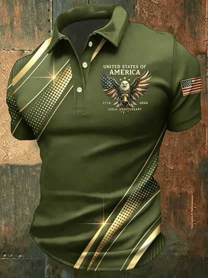 Men's Graphic Print Polo Shirt - Collared Short Sleeve 838373