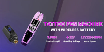 Tattoo Machine Kit Complete Set for Beginners & Artists - Cordless Tattoo Gun 1500mAh Battery 20 Needles 11 Inks LCD Screen Practice Skin Supplies