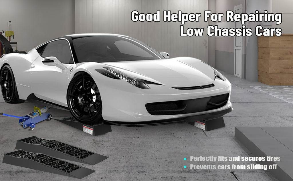 7Ton 5Ton Ramp Vehicle Ramp Pair - Ideal for Stress-Free Home Garage Maintenance - Reduces Slippage - Works with Low Clearance Vehicles - 16, 000lbs/10, 000lbs GVW Capacity - Extra-Wide Design