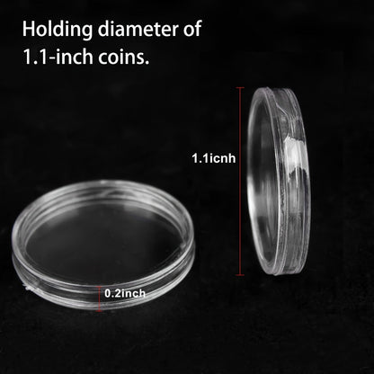 Clear Coin Capsules 300PCS with Adjustable EVA Foam Gaskets – Plastic Round Coin Holders for Collectors, Dollar Coin Protectors, Storage Box Included