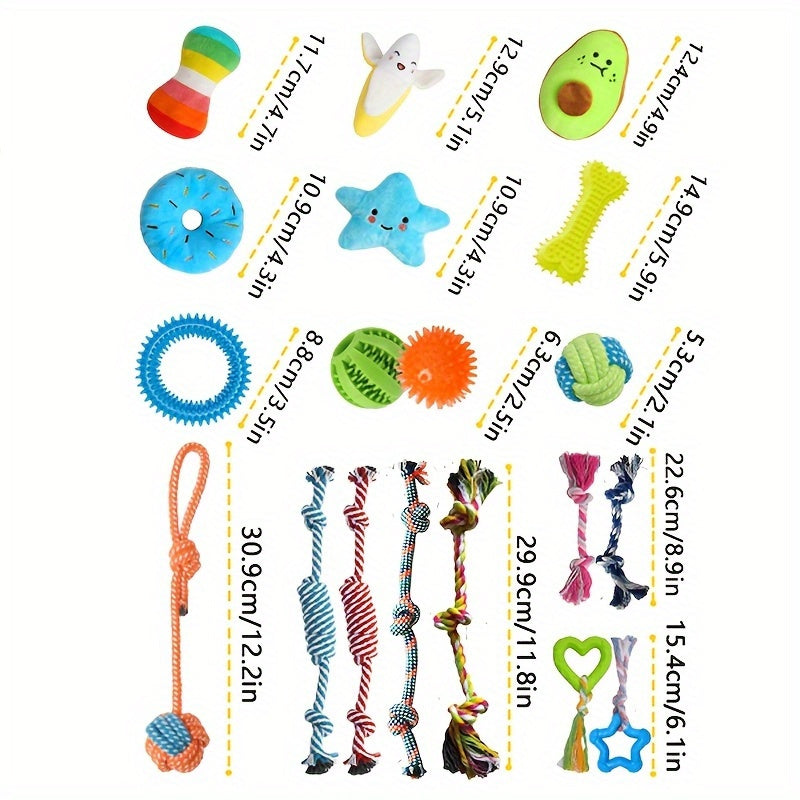 Puppy Toys 25 Pack Chew Toy Set for Small Dogs – Rope Toys, Squeaky Plush, Rubber Chew, Treat Ball & Poop Bag Rolls Included, Teething & Interactive Dog Toy Bundle Gift Set