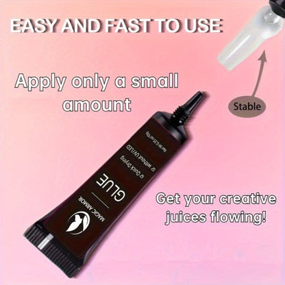 Press On Nail Glue Extra Strong Fast Drying 4 Pack 0.35oz Professional Nail Adhesive 10-Second Bond No UV Light Needed Super Hold Long-Lasting Nail Tips Glue for Women
