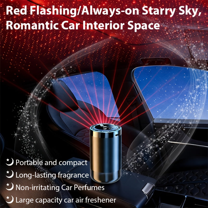 Smart Car Air Freshener with Aromatherapy Features, Featuring a Dynamic Light Display And a Starry Sky Mode, Portable Car Air Humidifier, USB Charging, Suitable for Any Car Model, Ideal Car Gift And Holiday Gift, Car Additions