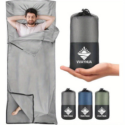 Sleeping Bag Liner for Adults – Two-Way Zipper Sleep Sack with Foot Exposure, Lightweight Portable Travel Sheet for Camping, Hiking, Hotel & Hostel Use, Single Size, Machine Washable