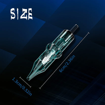 EO Sterilized Tattoo Cartridge Needles 50pcs Mixed Sizes 3RL 5RL 7RL 9RL 5RS 7RS 9RM 15RM 7M1 15M1 - Anti-Backflow Membrane Round Liner Shader Magnum for Tattoo Machine Pen & Body Art
