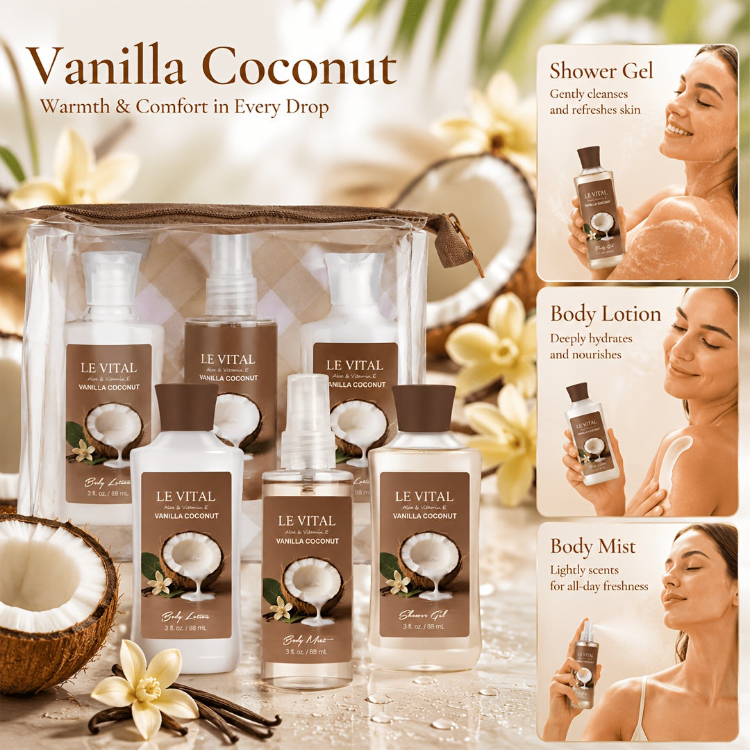 Bath Body Care Gift Set Shower Gel Body Lotion Body Mist Aloe Vera Vitamin E Glycerin Deep Moisturizing Fragrance Set for Women Cherry Blossom Lavender Vanilla Coconut All Skin Types