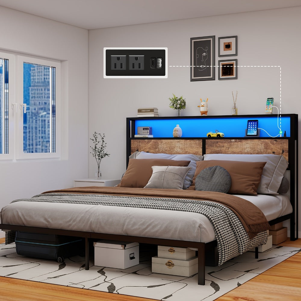 Bed Frame, Platform Bed Base for Bedroom Comfort and Support detail image