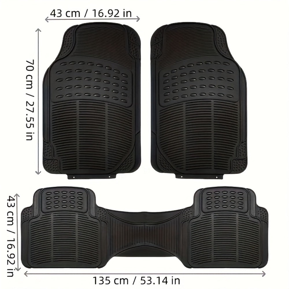 Car Floor Mats 3pcs PVC – Non-Slip Waterproof Anti-Skid Floor Mat Set, Easy Wipe-Clean, Universal Fit for Sedan & SUV, Durable Black Car Interior Mat
