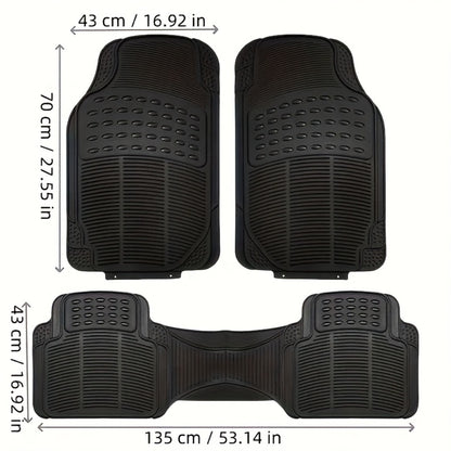 Car Floor Mats 3pcs PVC – Non-Slip Waterproof Anti-Skid Floor Mat Set, Easy Wipe-Clean, Universal Fit for Sedan & SUV, Durable Black Car Interior Mat