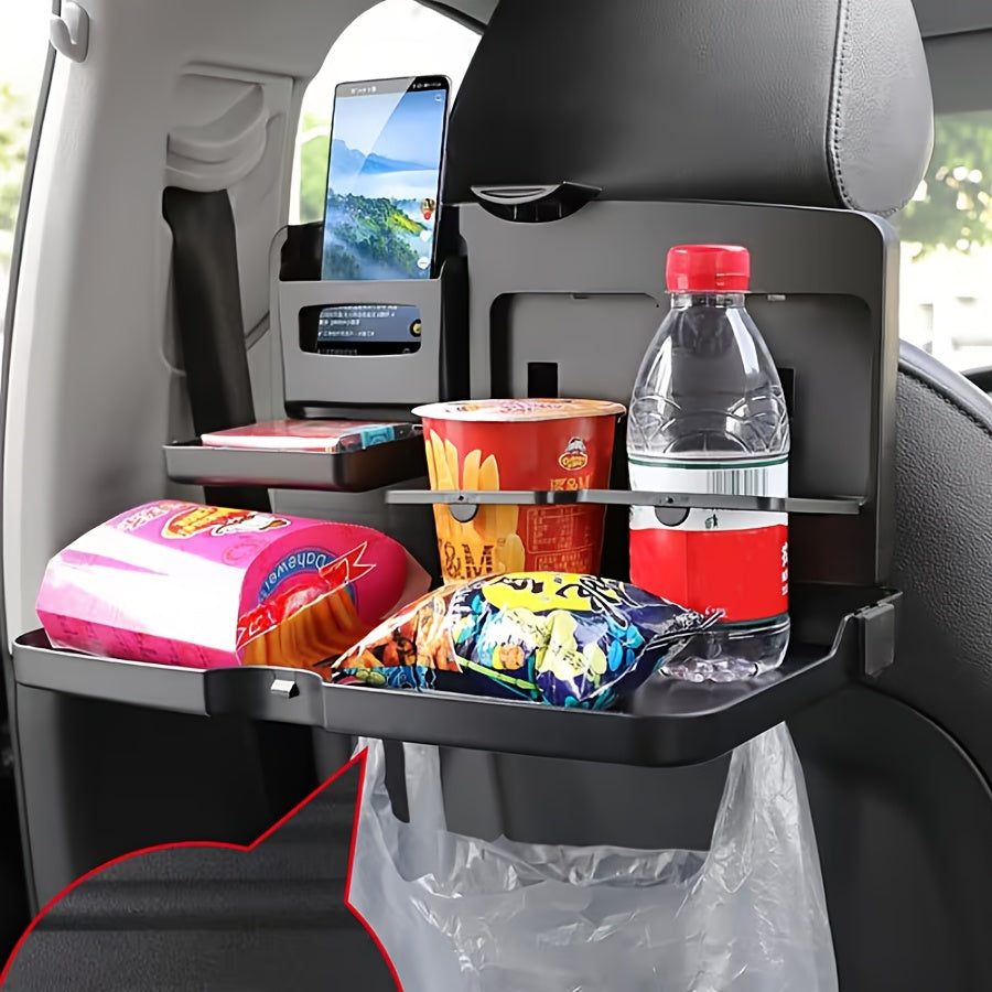 1pc a Versatile And Collapsible Tray for The Back Seat of a Car - a Robust Storage Organizer Featuring a Cup Holder And a Slot for a Phone - Ideal for Suvs, Sedans, And Compact Minivans - a Portable Table And Laptop Desk for Passengers in The Rear