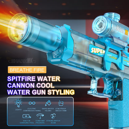 Automatic Electric Water Gun Large Capacity for Kids & Adults – High-Power Squirt Blaster for Pool Beach Lawn Backyard Summer Water Battle, Birthday Party Gift for Boys Girls Ages 6+ (Blue & Red)