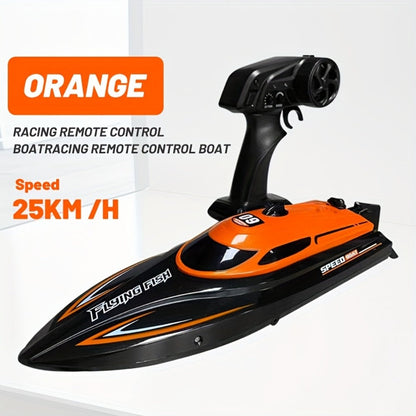 Remote Control Speedboat 25KM/H with Auto Flip Reset Night Light & Low Battery Alert – High Speed RC Boat for Pool Lake Kids Adults Birthday Christmas Gift Yellow Blue Green