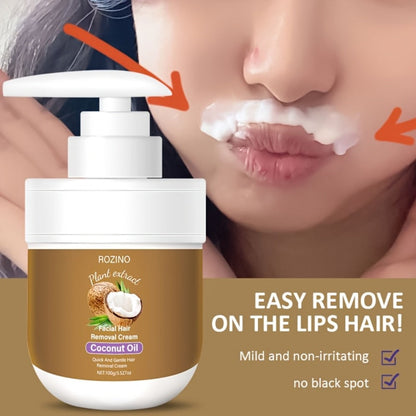 Hair Removal Cream with Coconut Essence & Aloe – Mild Non-Irritating 5-Minute Formula for Underarms, Lips, Arms, Legs, Back & Bikini Area, Gentle Depilatory Cream for Sensitive Skin, 100g