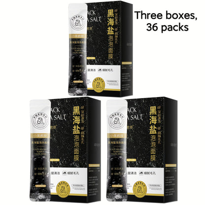 Black Sea Salt Bubble Mask with Nicotinamide, Moisturizing Foam Mud Mask Alcohol-Free for All Skin Types, Unisex Deep Cleansing Pore Purifying Face Mask – Individual Portable Packs for Travel (12/24/36 Pack)