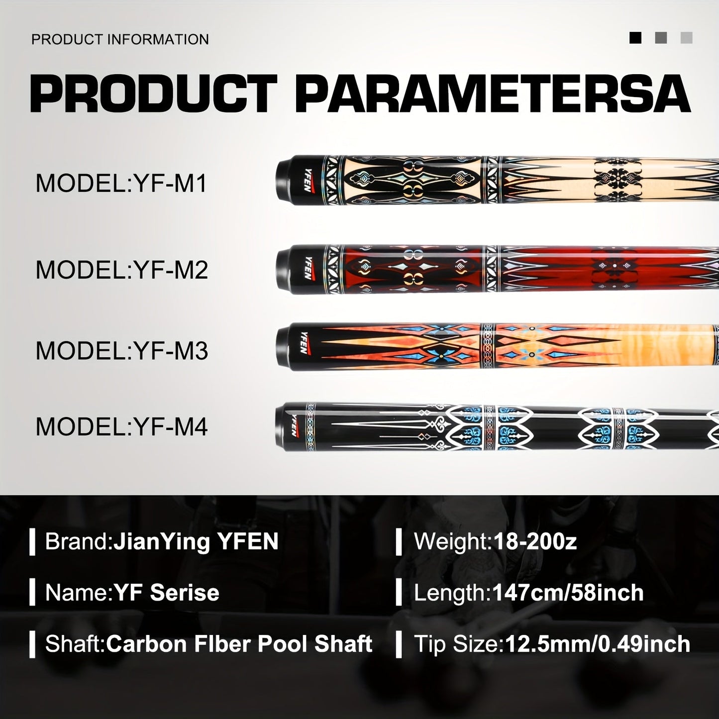 Carbon Fiber Pool Cue Stick Low Deflection Billiard Cue with 11.8mm 12.5mm Tip Pro-Taper Shaft Canadian Maple Butt Extension Compatible Professional Pool Cues for Competitive Play and Tournament Use
