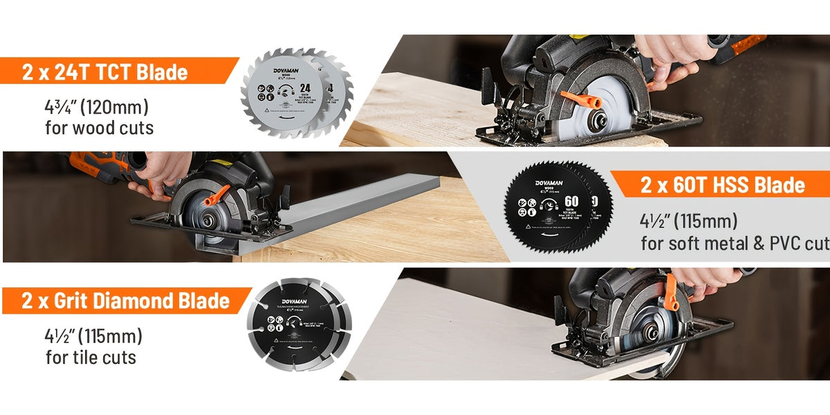 4.5 Inch Mini Compact Circular Saw with Laser Guide, Dual Metal Side Handle Stable Control, 5.2A 7000RPM Power Saw, 43mm Max Cutting Depth, 6 Extra Saw Blades Included, Cuts Wood, Plastic, Soft Metal, Tile. Perfect DIY Power Tool Gift