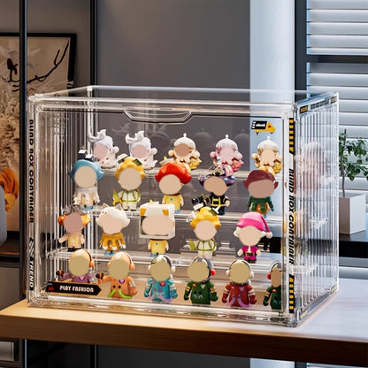 Acrylic Display Case for Figures 3 & 4 Tiers with Adjustable Dividers – Clear Dust-Proof Showcase Box with Magnetic Door for Collectibles, Action Figures & Miniatures