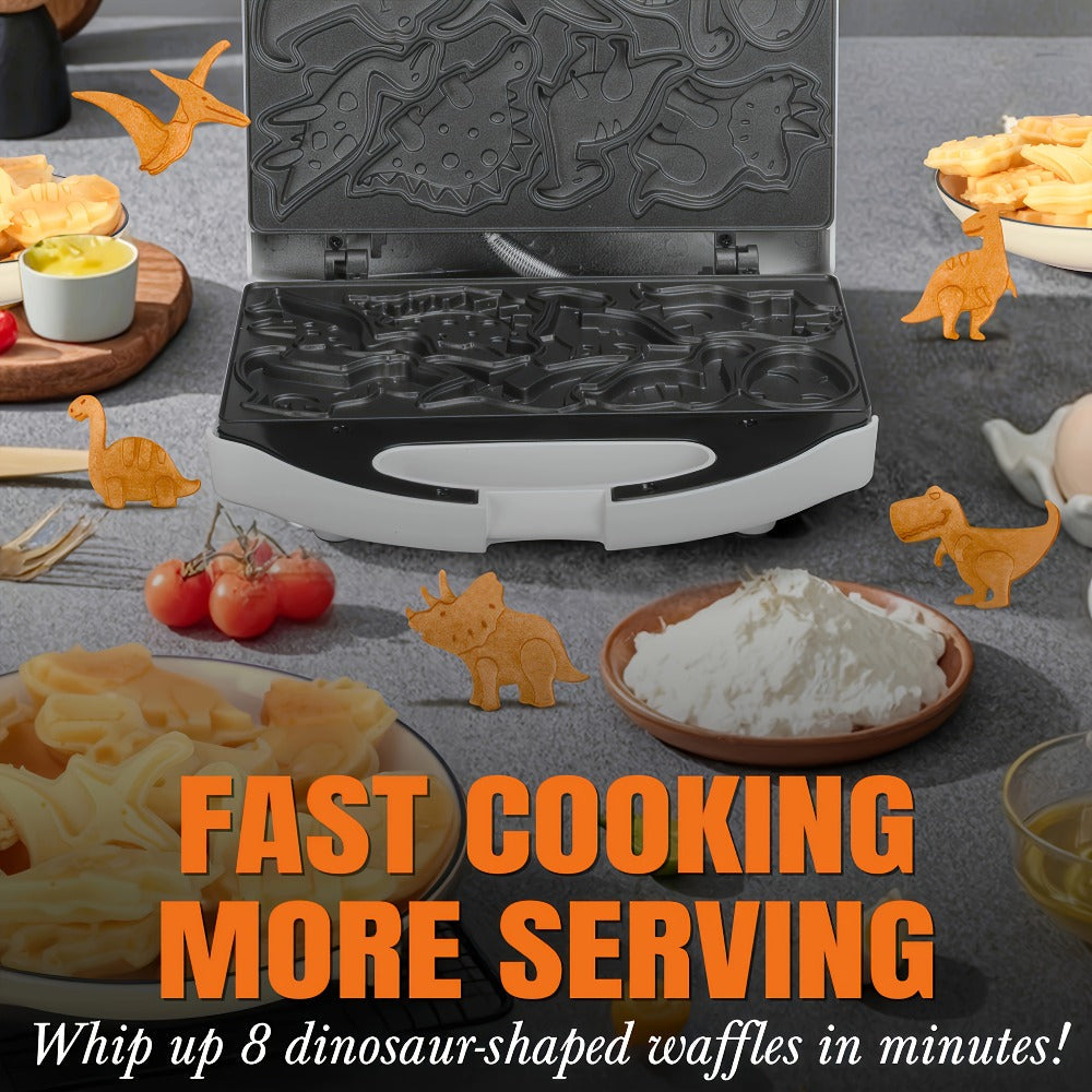 Dinosaur Waffle Maker Electric – 8 Dino Shapes Non-Stick Pancake Maker for Kids | Also Available in Car & Monster Designs