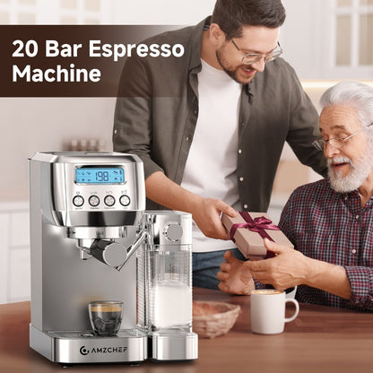 Espresso Machine 20 Bar with Automatic Milk Frother – Dual Boiler Coffee Maker, Touch Control, Cappuccino & Latte Machine with Dual Wall Filters, Includes Milk Frother, Easy to Use for Home & Gifts