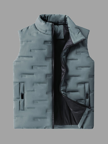 Men's Stand Collar Outerwear Vest - Warm Pocket Design